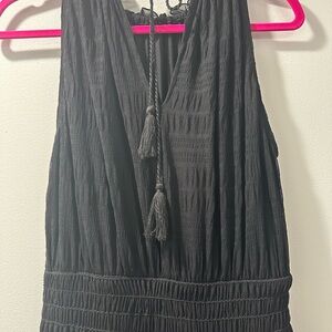 Max Studio Black Maxi Dress with elastic sheared waist and tassels